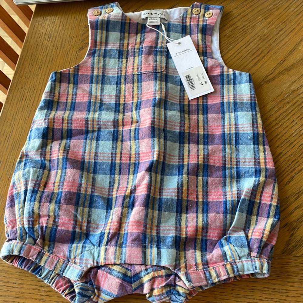 Janie and Jack Plaid Onesie Size 3 to 6 Months NEW with Tags